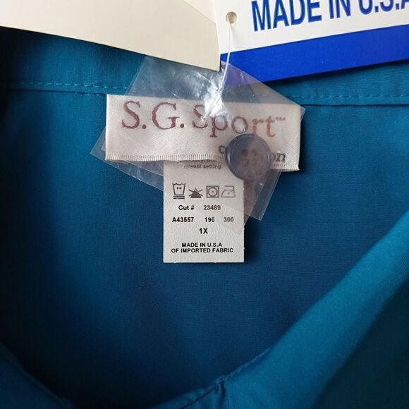 S.G. Sport blouse. Teal Size 1X - Picture 6 of 8